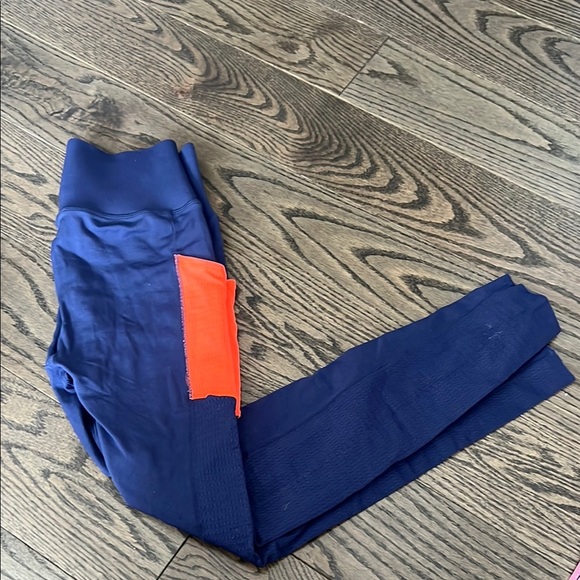 Fabletics Sculpt Knit Dynamic Blue and Orange pocket Large Active Leggings - Picture 1 of 8